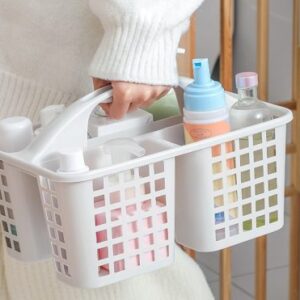 Plastic Shower Caddy Basket, Portable Cleaning Supply Organizer, Divided Shower Organizer with Handle, Bathroom Storage Caddy,thetrendhood.com