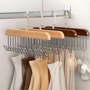 wooden tie rack hanger, belt hanger for closet, rotating tie hanger, 8 hook clothes hanger, bag hanger organizer, wooden closet organizer, tie and belt organizer, space-saving hanger, wooden accessory hanger, multi-purpose hanging rack, wooden wall-mounted hanger, thetrendhood.com