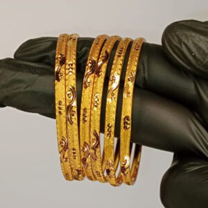 Antique Design Gold Plated Bangles, 6 Piece Gold Bangles Set, 2.5 Inch Bangles for Women, thetrendhood.com, Gold Plated Wedding Bangles, Bridal Gold Bangles Set