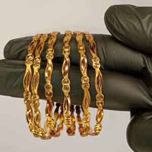 Set of 6 luminous gold plated churiyan bangles, antique-inspired design with detailed texture, Premium-quality metal with durable gold plating, Lightweight and comfortable for long wear, 2.5-inch standard size fits most wrists, thetrendhood.com, Beautiful gift for any occasionLuminous Gold Plated Bangles, 6 Piece Bangles Set, 2.5 Inch Traditional Bangles