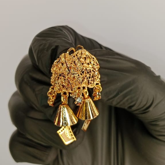 Royal Gold Plated Jhumka Earrings, Traditional Indian Earrings for Women, Multi Dangle Ethnic Earrings, thetrendhood.com, Antique Gold Earrings for Brides, Filigree Jhumka Earrings for Girls, Festive Wear Earrings, Gold Plated Earrings for Weddings, Lightweight Traditional Jewelry