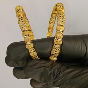 Gold Plated Bangles for Women, Wedding Bangles for Girls, Bridal Gold Plated Bangles, thetrendhood.com, Premium gold plated finish with luxurious shine, Intricate textured design for a sophisticated look, Lightweight and comfortable for everyday wear