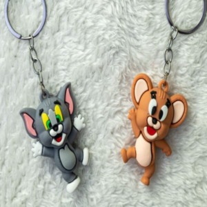 Set of 2 Tom & Jerry cartoon keychains, Made of premium quality silicone rubber, Soft, flexible, and durable for everyday use, Strong metal key ring for secure attachment, thetrendhood.com, Ideal for keys, bags, zippers, and pencil cases, Perfect gift or party favor for kids, Tom & Jerry Cartoon Keychains, Cartoon Key Holders, Cute Tom and Jerry Accessories