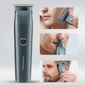 3-in-1 Rechargeable Grooming Kit for Men – Beard Trimmer, Face Shaver & Nose Trimmer with 3 Combs