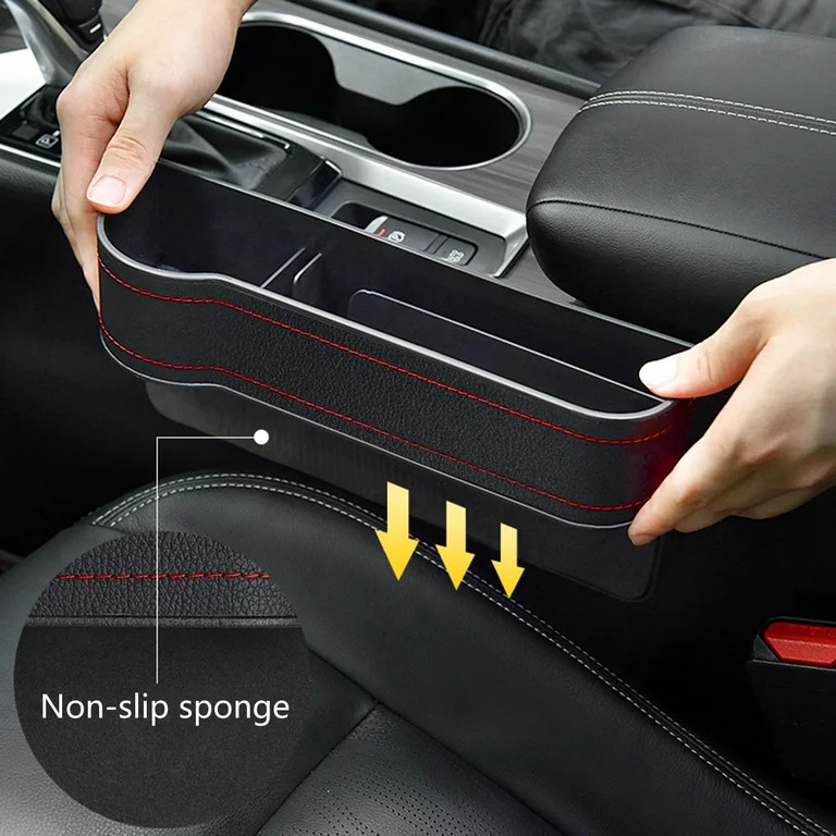 Set of 2 Car Seat Storage Box – Multifunctional Gap Filler Pocket Organizer for Cars | Universal Fit Car Slit Organizer for Phones, Drinks, and Accessories