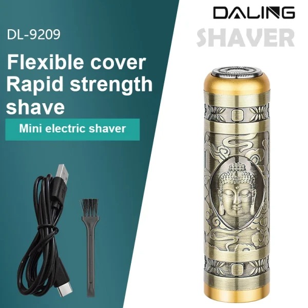 Daling DL-9209 shaver, mini electric shaver for men, USB rechargeable razor, portable travel shaver, aluminum alloy electric shaver, 4200 RPM motor razor, precision blade shaver, men grooming kit, cordless electric shaver, high-speed beard trimmer
