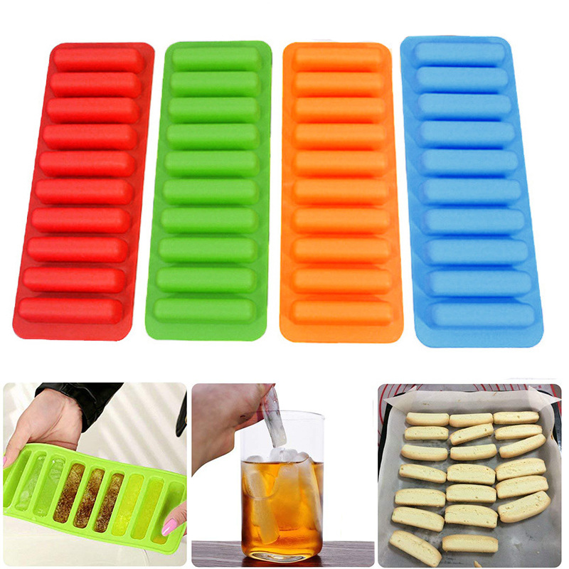 silicone ice cube tray, 10 grids ice mold, stick shape ice tray, popsicle ice maker, jelly mold silicone, easy release ice tray, BPA-free ice mold, food grade silicone ice tray, reusable ice cube mold, ice stick tray for bottles, thetrendhood.com
