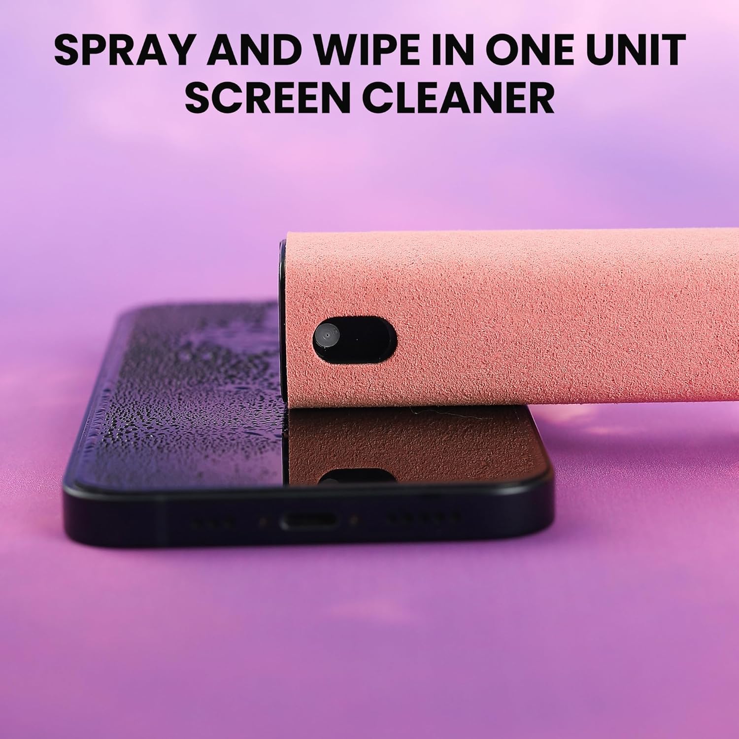 2-in-1 screen cleaner, mobile phone screen cleaner, portable spray cleaner, microfiber screen cleaner, laptop cleaning spray, touchscreen cleaner, phone and computer cleaning tool, dust removal spray, reusable screen wipe, travel screen cleaning kit