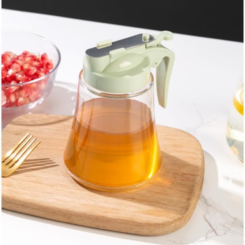 honey dispenser, stainless steel syrup bottle, oil pourer, leak-proof honey jar, non-drip dispenser, 250ml glass oil bottle, kitchen condiment dispenser, precise pour spout, honey pot with lid, airtight syrup container, thetrendhood.com