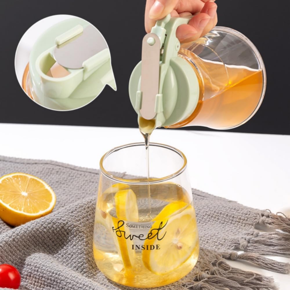 honey dispenser, stainless steel syrup bottle, oil pourer, leak-proof honey jar, non-drip dispenser, 250ml glass oil bottle, kitchen condiment dispenser, precise pour spout, honey pot with lid, airtight syrup container, thetrendhood.com