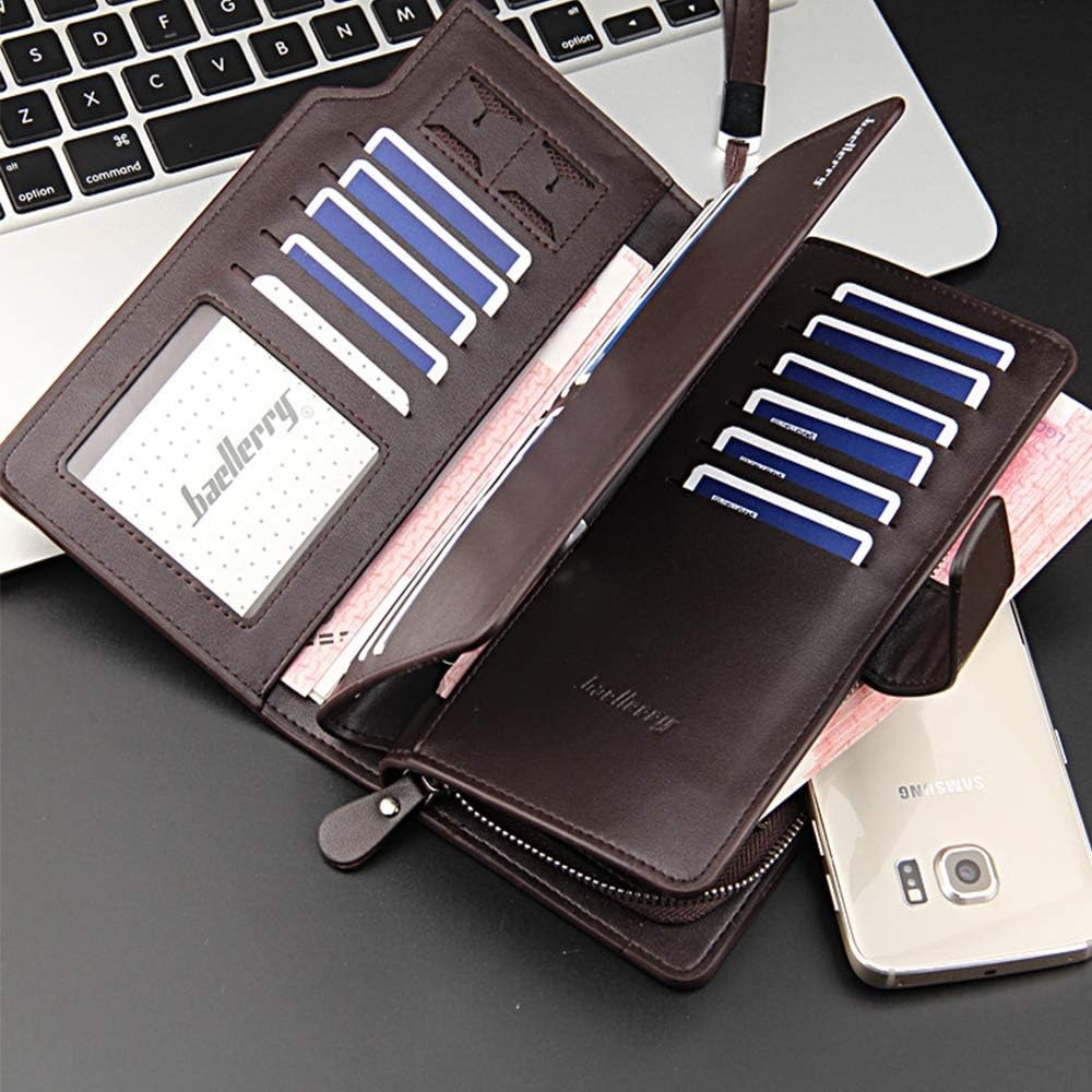 Baellerry wallet, men’s leather wallet, long clutch purse, PU leather travel wallet, zip around wallet, phone wallet for men, card holder wallet, luxury men’s wallet, large capacity wallet, gift wallet for men