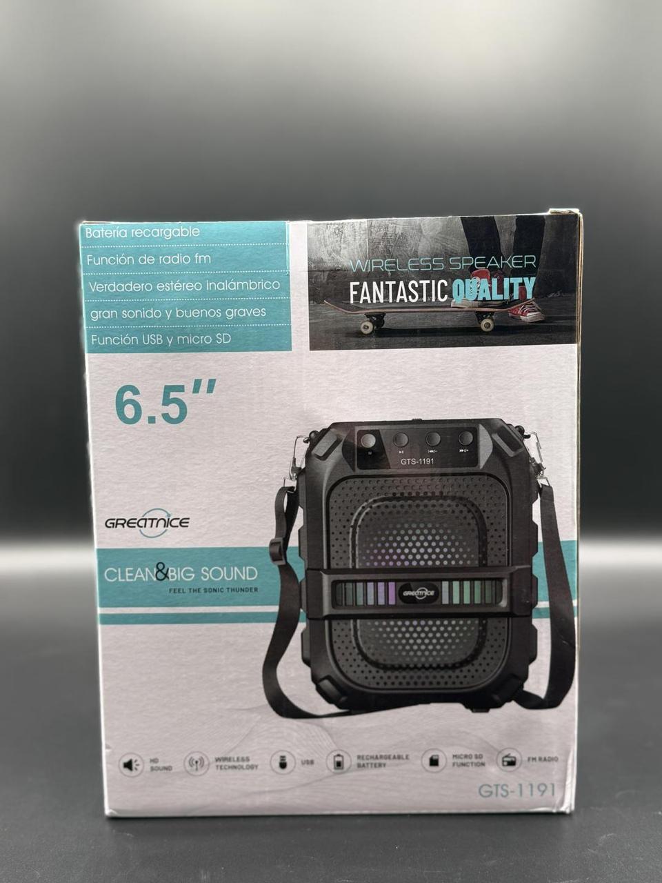 GTS-1191 Bluetooth Speaker, 10W Portable Speaker, Wireless Outdoor Speaker, 6.5 Inch Subwoofer Speaker, Loud Bass Bluetooth Speaker, Travel Party Speaker, Rechargeable FM Speaker, USB AUX TF Card Speaker, Camping Portable Speaker, Bluetooth Speaker with Strap, Outdoor Music Speaker, Long Battery Wireless Speaker, Portable Sound System