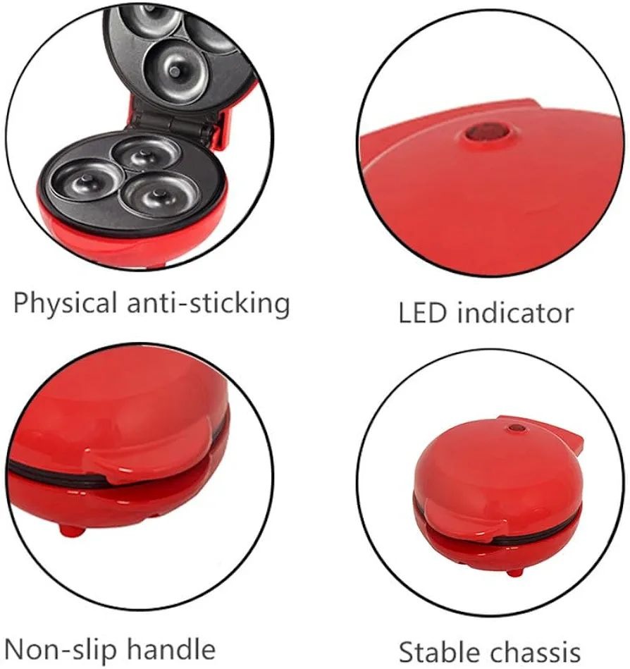 Compact and stylish electric donut maker machine Bakes multiple mini donuts quickly and evenly Non-stick cooking plates for easy release and cleanup Safe and easy to use with cool-touch handle Lightweight, portable, and perfect for any kitchen Great for homemade donuts, snacks, and desserts Ideal for parties, breakfasts, and family gatherings Makes a perfect gift for baking lovers, thetrendhood.com