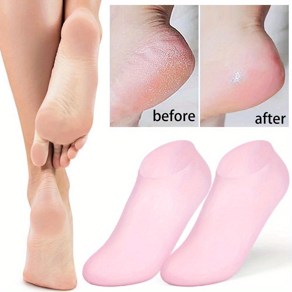 silicone foot care socks, moisturizing gel socks, cracked heel socks, anti-cracking foot care, heel repair socks, dry foot treatment, gel heel socks, pedicure aftercare socks, reusable moisturizing socks, spa foot care socks, heel protection sleeve, thetrendhood.com