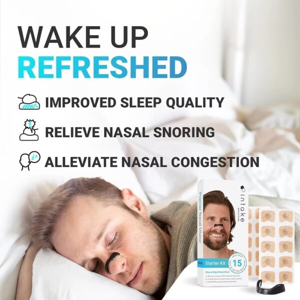 Pack of 15 magnetic nasal strips for daily use Improves air intake and enhances breathing efficiency Helps reduce snoring and nighttime congestion Magnetic design ensures secure, comfortable fit Perfect for sports, workouts, and sleeping Hypoallergenic, non-invasive, and easy to apply Lightweight and suitable for all skin types Portable and convenient starter kit