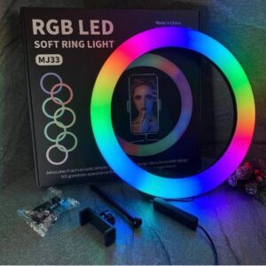 RGB Ring Light, MJ33 Ring Light, LED Soft Ring Light, Photography Ring Light, Video Lighting Ring Light, Adjustable RGB Light, Content Creator Light, Makeup Ring Light, Studio Lighting, thetrendhood.com