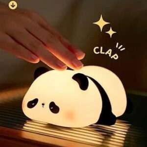 Panda Night Light, Cute Night Lamp, Silicone Night Light for Kids, Rechargeable Bedside Lamp, Nursery Night Light, Kids Bedroom Lamp, Portable Night Light, thetrendhood.com