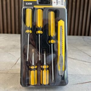 screwdriver set with cutter, 6 piece hand tool kit, flat and phillips screwdriver set, household repair tool kit, DIY hand tools set, utility cutter with screwdrivers, home maintenance tool set, durable screwdriver kit, compact repair tools, office repair tools, basic tool kit for home, multipurpose hand tool set, thetrendhood.com