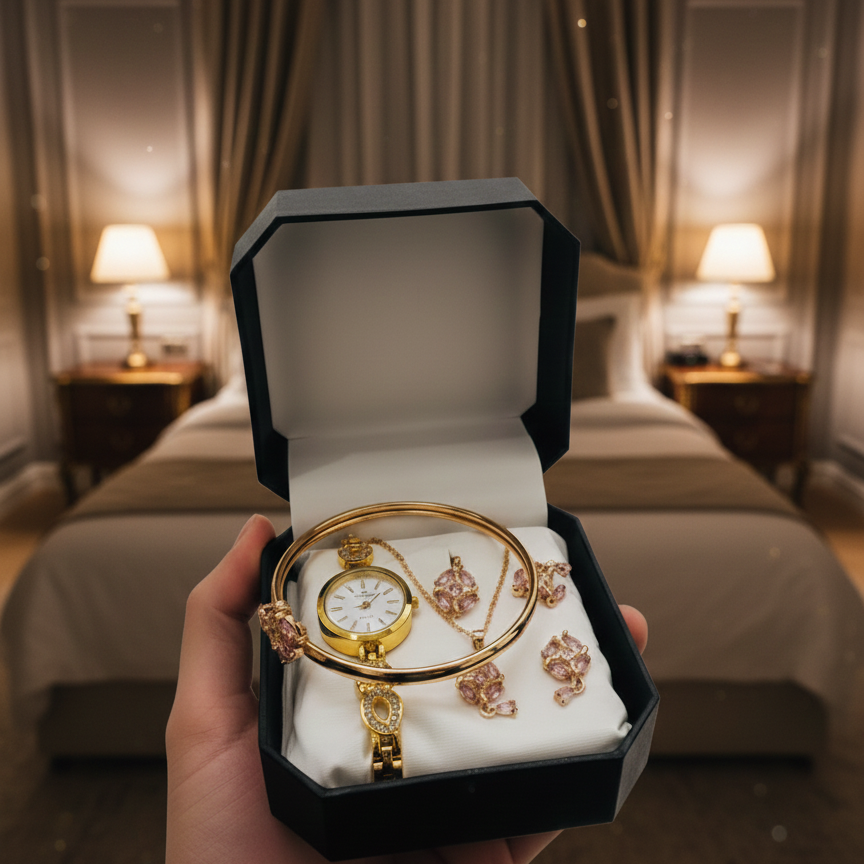 ladies watch with jewellery, women bangle watch set, elegant ladies wrist watch, fashion bracelet watch for women, stylish women watch, durable ladies watch set, everyday women fashion watch, party wear ladies watch, jewellery watch for women, women accessory watch Pakistan, thetrendhood.com