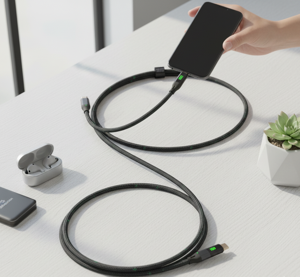 Type-C to iPhone fast charging cable, 27W PD charging cable, iPhone fast charge cable, USB-C to Lightning cable 27W, high speed iPhone data cable, durable charging cable for iPhone, fast charging cable Pakistan, reinforced PD cable, safe power delivery cable, thetrendhood.com