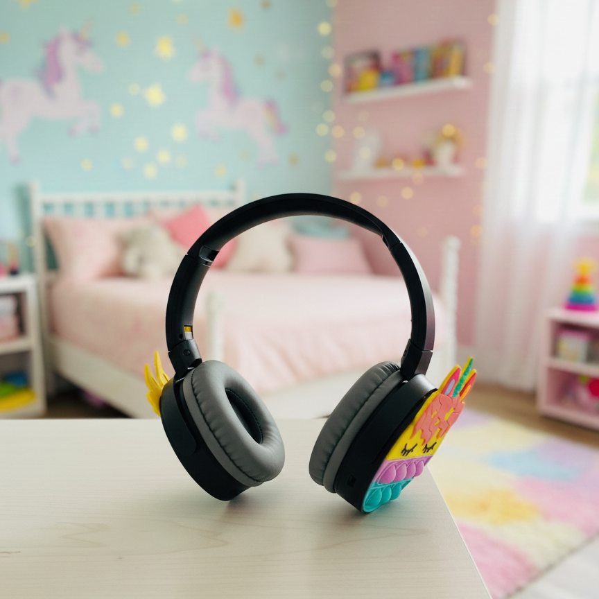SAMONPOW kids headphones, kids Bluetooth headphones, wireless headphones for children, noise cancelling kids headset, children headphones with mic, school headphones for kids, on-ear Bluetooth headphones for kids, safe volume kids headphones, black kids wireless headset, headphones for online classes, thetrendhood.com