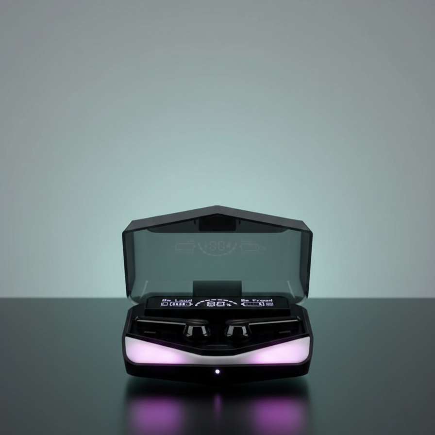 DAMIX M28 earbuds, wireless gaming earbuds, low latency gaming earbuds, dual mode TWS earbuds, Bluetooth 5.3 earbuds, LED display earbuds case, gaming earbuds with game mode, HD sound wireless earbuds, stylish mirror finish earbuds, affordable gaming earbuds Pakistan, thetrendhood.com