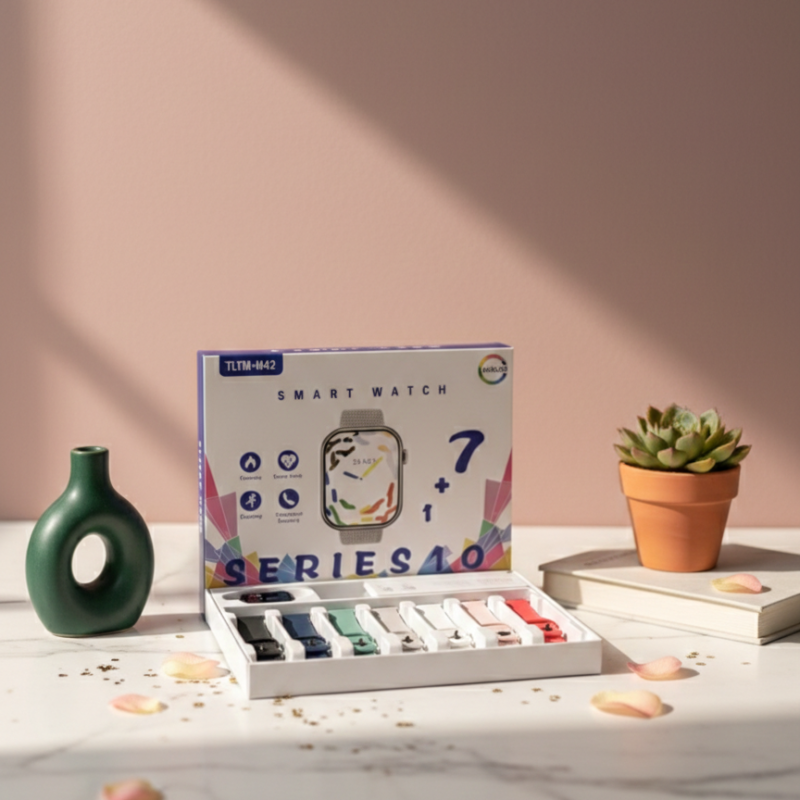 Series 10 1+7 smart watch, TLTM-M42 smartwatch, AMOLED display smartwatch, square dial smart watch, heart rate monitor watch, running tracking smart watch, calories monitoring smartwatch, fitness smart watch for men women, affordable smart watch Pakistan, modern design smartwatch, thetrendhood.com