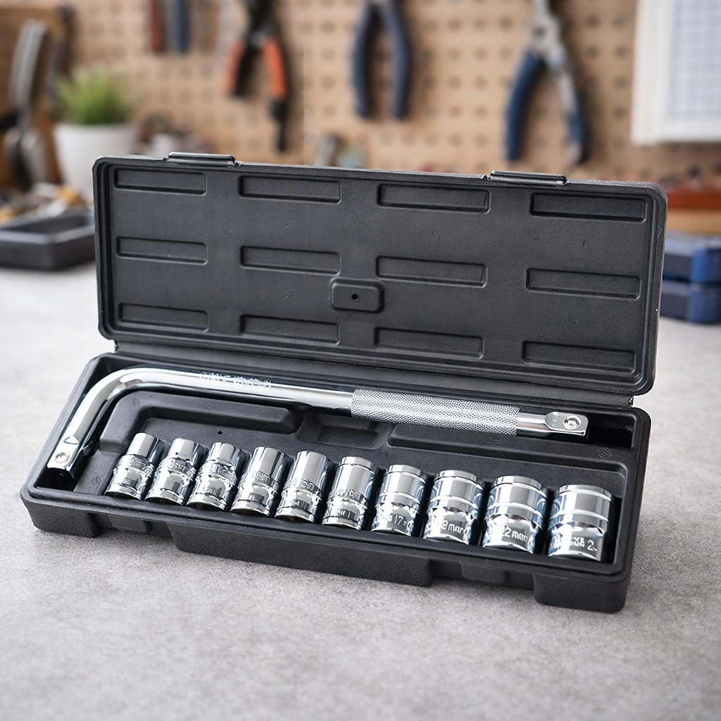 heavy duty socket wrench set, 9 piece socket set, 1/2 drive metric sockets, mechanic tool kit, professional socket wrench set, L wrench socket set, automotive repair tools, garage tool kit, durable socket set, construction tool set, metric socket wrench kit, workshop hand tools, thetrendhood.com