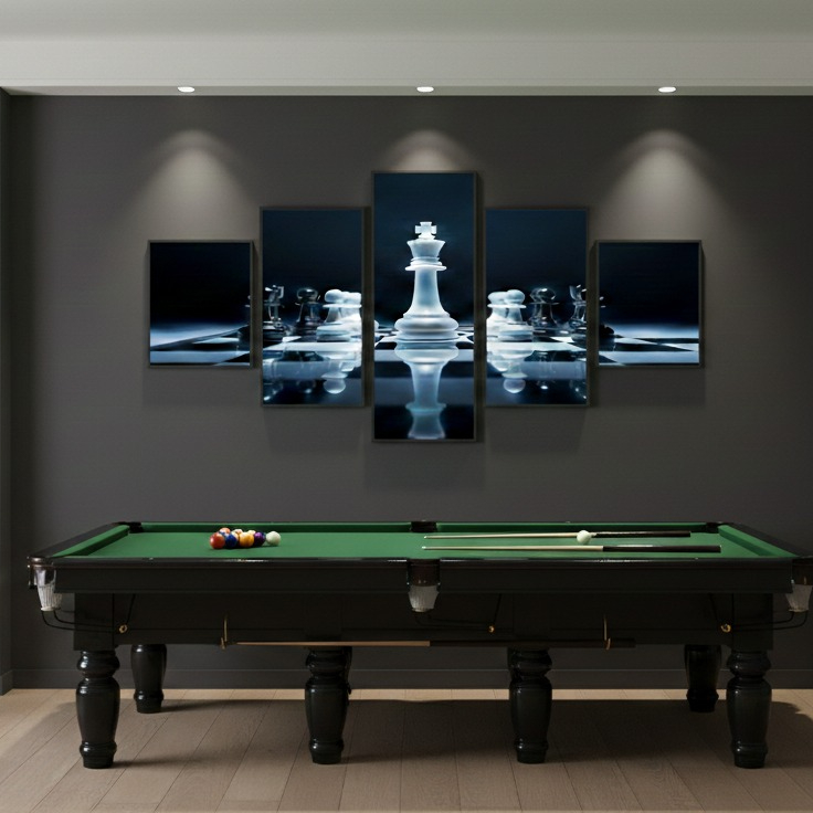 Chess wall art frame set Wooden wall décor frames 5 piece wall art set self adhesive wall frames no drill wall decoration modern wall décor set living room wall art frames bedroom wall decoration set sticky wall frame set DIY home wall décor, thetrendhood.com