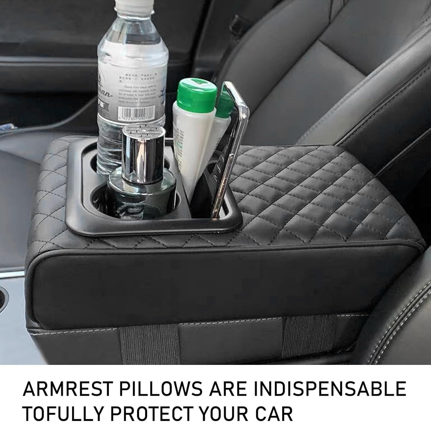 Car armrest cushion Car armrest storage box Center console organizer PU leather armrest pad Car interior accessories Multi-function car organizer Car cup holder organizer Armrest extender cushion Universal car armrest pad Car storage solution, thetrendhood.com